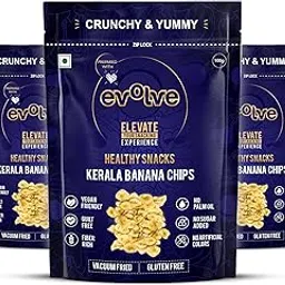 Evolve Kerala Banana Chips Healthy Snacks for Kids, Adults | Gluten-Free, Vegan, No Sugar or Colors, Vacuum Fried | Ideal for Weight Loss -100g Pack of 3-picture-14