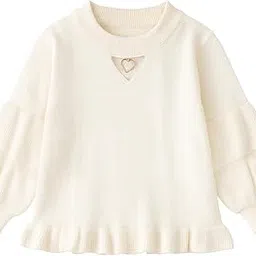 bold n elegant Girls Knitted Winter Warm Party Sweater Top with Heart Pendant & Balloon Sleeve for Infant Toddler Girls Upto 3 Years-picture-10