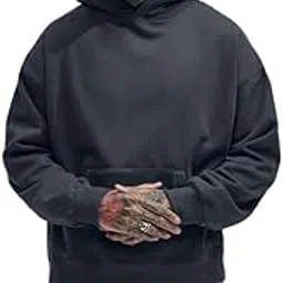 besick Winter Wear Cotton Oversized Relax Fit Plain Drop Shoulder Hooded Neck Hoodie for Men-picture-43