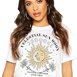 vlam Sun Moon Graphic Printed Women Baggy Oversized Tshirt-picture-12
