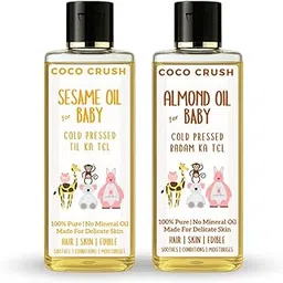 100% Natural Cold Pressed Almond & Sesame Oil Combo for Babies | Pure, Safe & Chemical-Free | Nourishing Hair & Body Massage Oil (100ml)-picture-29