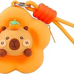 funblast Soft Silicone Coin Pouch – Cute Animal Design Mini Purse with Strap, Multipurpose Silicone Pouch, Small Zipper Wallet for Kids & Girls, Kawaii Coin Bag - 9 X 9 X 6.5 cm (Orange)-picture-15