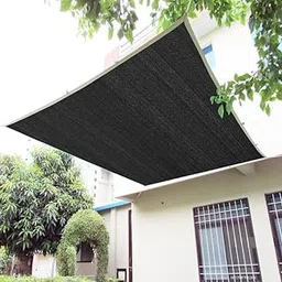 HDPE Fabric Cotton Webbing Sun Shade Sails Shade Net 90% Protection from Sun & UV Rays Ideal for Car Parking, Outdoor Garden, Balcony, Patio, Black Color (5 Ft x 6 Ft) Pack of 1 Piece-image-46