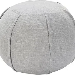 CC Home Furnishings 18" Solid Gray Pleated Handcrafted Round Pouf Ottoman-image-60