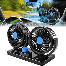 GEOCELL Double Headed High Speed Wind Smooth Air Fan 2 Speed Power Rotation Adjustable 360 Degree Rotatable Head Cooling Air Fan Universal For All Cars-image-33