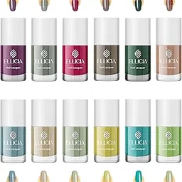 Ellicia Nail Polish is a premium, long-lasting nail paint with a glossy finish | This quick-dry, chip-resistant formula ensures smooth application and vibrant color | Perfect for women and girls, | Ideal for parties, and festive Pack of 12 (Multicolor 7)-picture-23