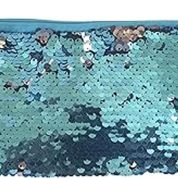 Okayji Magic Mermaid Sequin Cosmetic Bag Flip Double Color Handbag Pouch Pencil Case, 1- Piece (Sky Blue)-picture-51