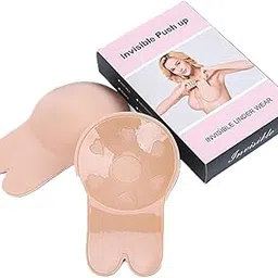 delzstr Women's & Girls Nipple Cover Reusable Boob Tape, Invisible Push Up Strapless Bra, Rabbit Shape Pasties Nipple Pasties, Backless Self Adhesive, Medical Grade Silicone, Beige-picture-49