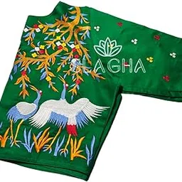 slagha Women's Readymade Pure Cotton Embroiderd Short Sleeve Woven Design Stiched Saree Blouse-picture-38