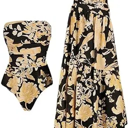 AARAM Stylish Premium Women's One Piece Swimsuit with Cover Ups Wrap Skirt Sarong Floral Print Monokini Tummy Control Swimwear, Printed Costume Women Beach Wear-picture-10