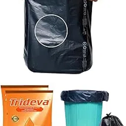Trideva Heavy Duty Garbage Bags (Medium) Size 20x20 Inch 24 Bags (Pack of 2) 75 Micron Biodegradable Trash/Dustbin Bags for Kitchen Office Washroom (Weight 500gm per Pack) - Black-image-8