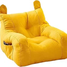 TRENDIVIBE Kids Bean Bag Chair Comfortable Indoor Decoration Lazy Sofa with Side Pocket Yellow 50x50x45cm-image-12