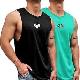 jump cuts ||Mens|| Bison Printed|| Round Neck|| Sleeveless||vest Pack of 2 image 1