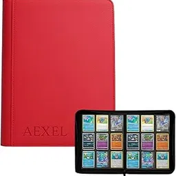 Aexel Premium Trading Card Zipper Binder 360 Card Capacity 9 Pocket Pu material For Trading Cards, Sports Cards, TCG Cards (Royal Red)-picture-19