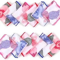 GABBAR_WHITE_FLOWER soft face hankies for ladies girls women kids hanky 10 pcs-picture-19