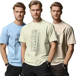 nobero 100% Cotton Tshirts for Men Combo Pack of 3 | Regular Fit | Printed | Round Neck Half Sleeve-picture-38