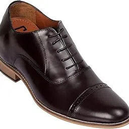 celby Dark Brown Formal Oxford Brogue Height Increasing Leather Shoes for Men (7.5cm) image 1