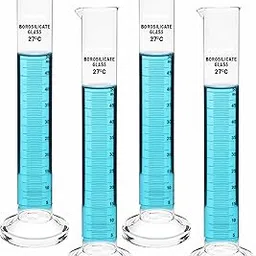 Kaushik India Borosilicate 3.3 Glass Graduated Measuring Cylinder 50ml Round Base Pack of 4 for Laboratories, Classrooms Educations or Use-image-16