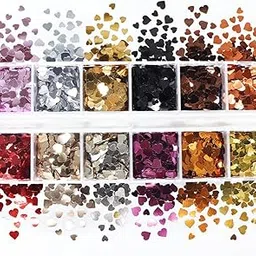 Heart Nail Art Glitter Sequins Set – 12 Colors Metallic Heart Shaped Nail Confetti for Nail Decoration, DIY Manicure, Pedicure & Resin Crafts-picture-17