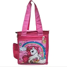 Lunch Bags Polyster Waterproof 3D Printed Unicorn School Lunch/Tiffin Bags for Kids Storage Bag College and School (Pink) (Unicorn Lunch Bag) image 1