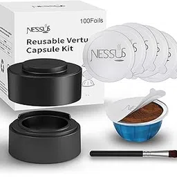 Nessus Reusable Vertuo Capsule Kit [ALSeal EZ FIT]designed for Nespresso VertuoLine Capsules with 100Pcs Aluminum Foil Seals Lid, Holder and Brush, Fits for Refill Vertuo Pods Reusable Vertuoline Pod-picture-12