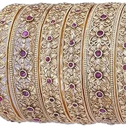 ornadzn zevellery Women’s Traditional Rajwadi Gold Kada Bangles | Matte Finish | Adjustable Ethnic Jewelry-picture-59