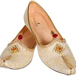 Traditional Men's Wedding Jutti | Handcrafted Punjabi Mojari Shoes | Ethnic Slip-On Footwear with Gold Embellishments (Gold, UK Footwear Size System, Adult, Men)-image-48