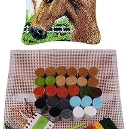 LOOM TREE Latch Hook Kits for DIY Pillow Cover Sofa Cushion Cover 43x43cm Horse Needlecrafts & Yarn | Rug Making | Latch Hooking | Latch Hooking Kits-image-76