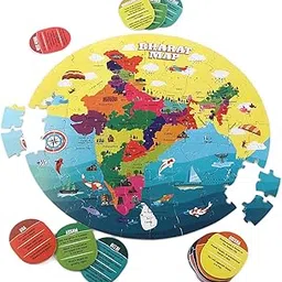 Play Nation Premium Map Jigsaw Puzzle for Kids, 100 Pieces with 14 Flash Cards,Fun Learning & Educational Toy for Enhancing Concentration,Puzzle for Kids 3+ Years,BIS Certified,Birthday Gift (India)-picture-27