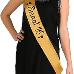 Hubops Sweet 16 Birthday Sash for Girls – Gold Satin Sash with Cute Font – 16th Birthday Party Decoration Accessory for Teen Girls, Sweet Sixteen Celebration Prop size 72x4inch-picture-47
