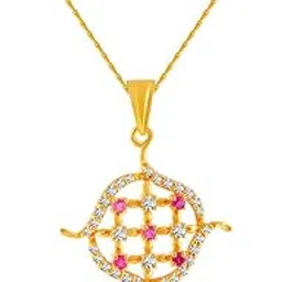 p.c. chandra jewellers 22k (916) Yellow Gold, American Diamond and Ruby Pendant for Women-picture-39