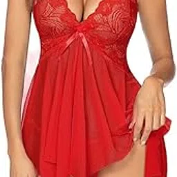 esensuelle 7 Women's Lace Babydoll Lingerie – Sheer Mesh Nightwear with Adjustable Straps – Flowy Sleepwear for Bridal, Honeymoon & Special Nights-picture-37