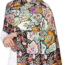 pashmoda Women Fine Soft Bamboo Fibre Stole, Multicoloured Ethnic Design, Evening Wrap, Luxury Pashmina Scarf, Wrap, Sustainable and Natural Fabric (Size : 71X203 CM)-picture-10