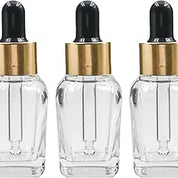 20ML Clear Square Empty Glass Bottle | Glass Dropper | Gold Sleeve | Silcon Black Teat | Refillable | Leak Proof For Essential Oils | DIY Perfumes | DIY serums (24)-picture-54
