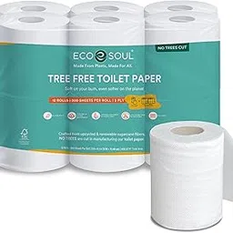 ECO SOUL [3 Ply, 1920 Pulls] Tree-Free Toilet Paper | Pack of 12 (160 Pulls Per Pack) | Soft & Highly Absorbent | Eco Friendly, Natural, Biodegradable | Everyday Toilet Paper-picture-28