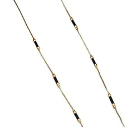 Gold-Plated Mangalsutra Chain Necklace with Black Beads, Traditional Design-picture-49
