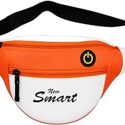 New Smart Fanny Pack, White and Orange, Adjustable Waist Belt with Trending Design-picture-18