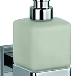 JAQUAR AKP-CHR-35735P Soap Dispenser with Glass Bottle | Elegant Kubix Prime Design | Wall Mounted | Chrome & Brass | for Bathroom, Wash Basin, Kitchen, Commercials-image-30