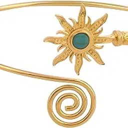 bharatbazaar Arm Cuff Jewellery for Women, Green Evil Eye Vintage Style Adjustable Hand Cuff Bracelet for Woman, Fashion Armlet for Women, Alloy Arm Bracelet for Woman-picture-19