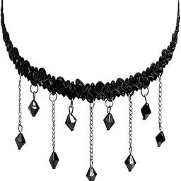 Black Classic Designer Necklace Choker For Women Fashion Retro Gothic Style-image-0