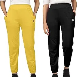 KYDA KIDS Girls Mid Rise 100% Cotton Regular Fit Track Pants (Pack of 2)-picture-23