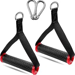 Heavy-Duty Gym Handles for Cable Machines & Resistance Bands – Non-Slip Grips with Solid ABS Core and Welded D-Rings – Workout Accessories Set (1 Pair + 2 Carabiner Hooks) image 1