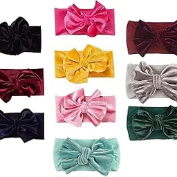 GRACIOUS MART Baby Girls Soft Nylon Headbands 6Inch Big Bows Elastic Nylon Hairbands Hair Accessories for Newborns Infants Toddlers Kids (Multicolor, 9 PCS)-picture-37