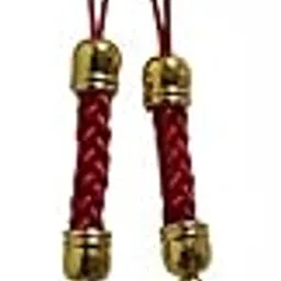 Japanese Lucky Cat Phone Charm Set of 2, Red Braided Cord with Gold Accents, Maneke Niko Ceramic Couple Charms-image-23