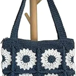 I.F.H Crochet Bag, Crochet Granny Square, Sunburst, Flower, For Women, Summer Bag, Beach, Everyday-picture-39