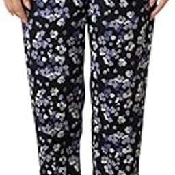 van heusen Women Allover Print & Functional Pocket Lounge Pyjama 100% Modal Black_M-picture-55