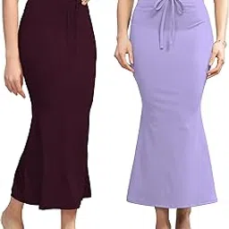 Women’s Solid Mermaid Fit Maxi Skirt Combo | Soft Stretchable Fabric | Adjustable Waist Tie | Pack of 2 |Purple-Lavender-picture-53