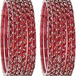 styollo by LAVAZZA Stylish Glass Bangles Studded With Chand Shape Crystal Beads & Zircon Gemstone | Premium Ladies Bangles | Trendy Kanch ki Chudiyan Stylish | Wedding, Daily, Occasion- Set of 12-picture-35