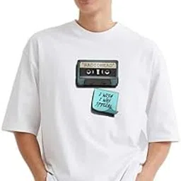 schizo666 Schizo Radio Head Creep Graphic T-Shirt-Vintage Walkman & Cassette Tape Design, Oversized Tee, Streetwear Style for Music Lovers, White Cotton-picture-37