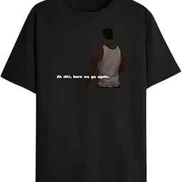 Unisex Cotton 'ah Shit here we go Again' Meme Printed Half Sleeve T-Shirt, Multicolour-picture-13